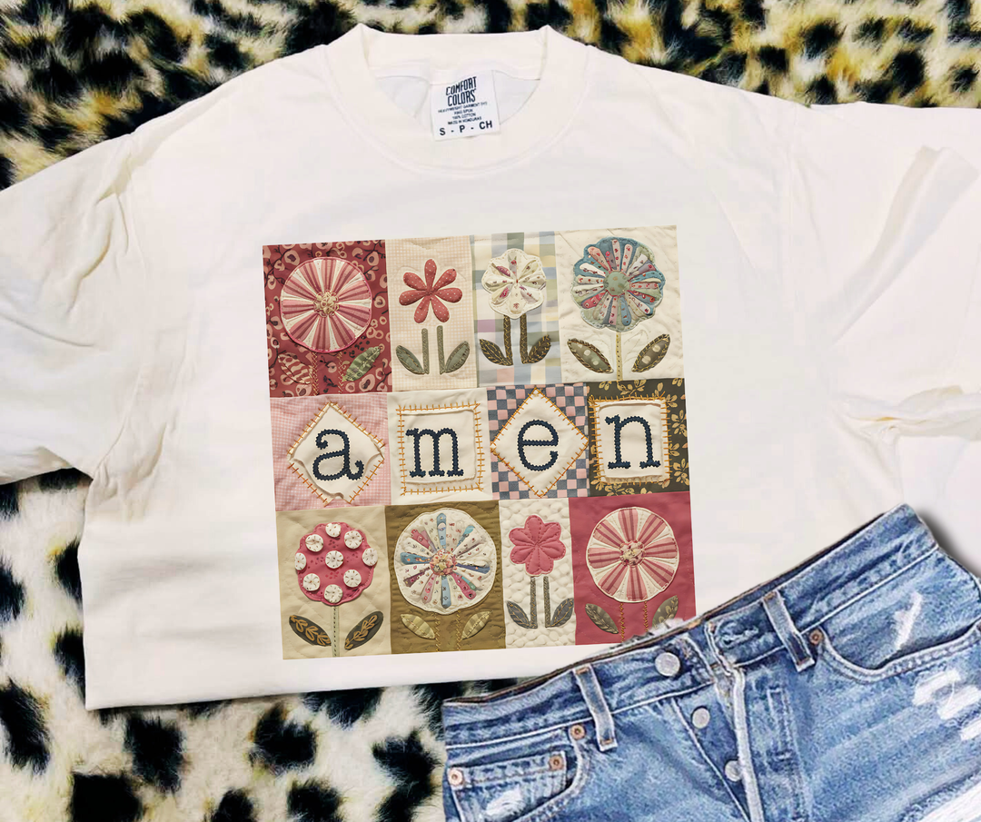 DTF TRANSFER ONLY  - Floral Patchwork Amen