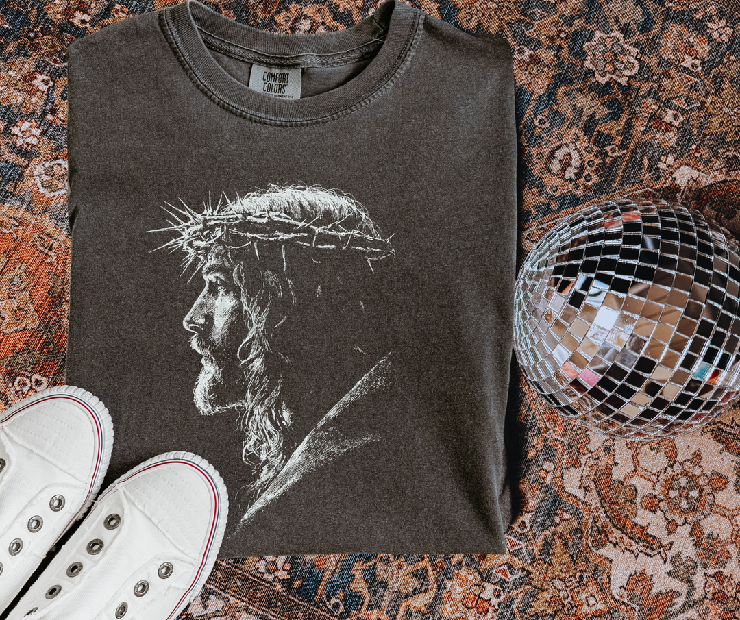 DTF TRANSFER ONLY  - HALFTONE Jesus Thorn Crown
