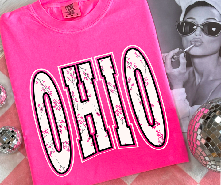 DTF TRANSFER ONLY  - OHIO (knocked out flowers)