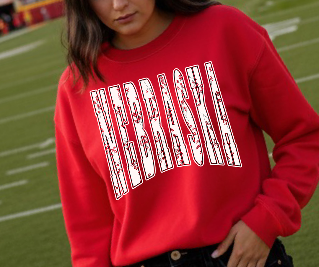 DTF TRANSFER ONLY  - NEBRASKA (knocked out flowers)