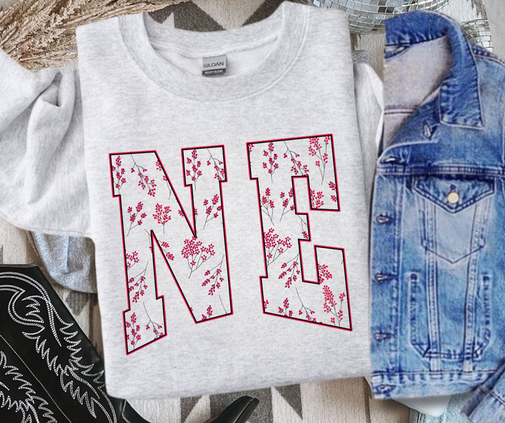 DTF TRANSFER ONLY  - NE Flowers (White Fill Knocked Out)