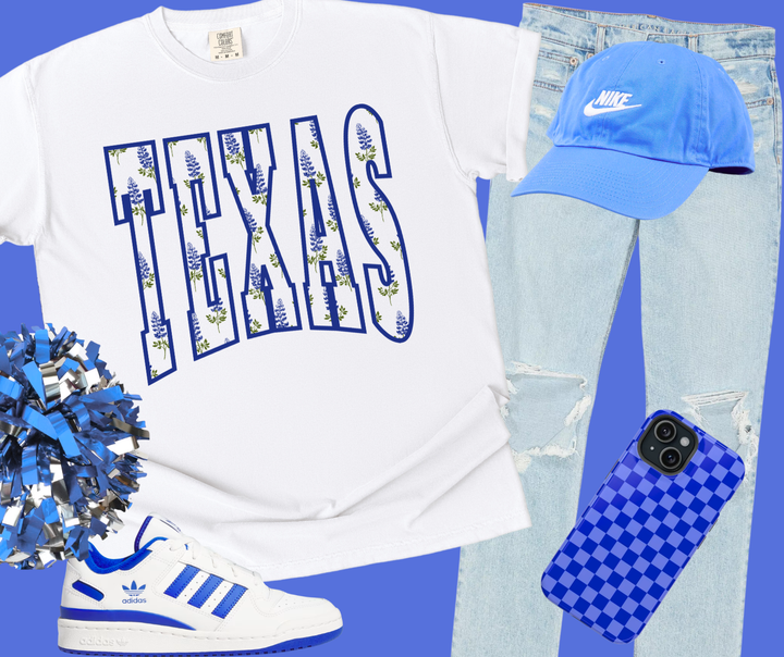DTF TRANSFER ONLY  - TEXAS Bluebonnet Flowers (white knocked out)