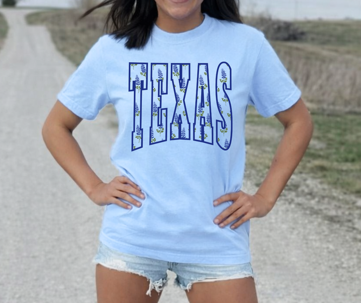 DTF TRANSFER ONLY  - TEXAS Bluebonnet Flowers (white knocked out)