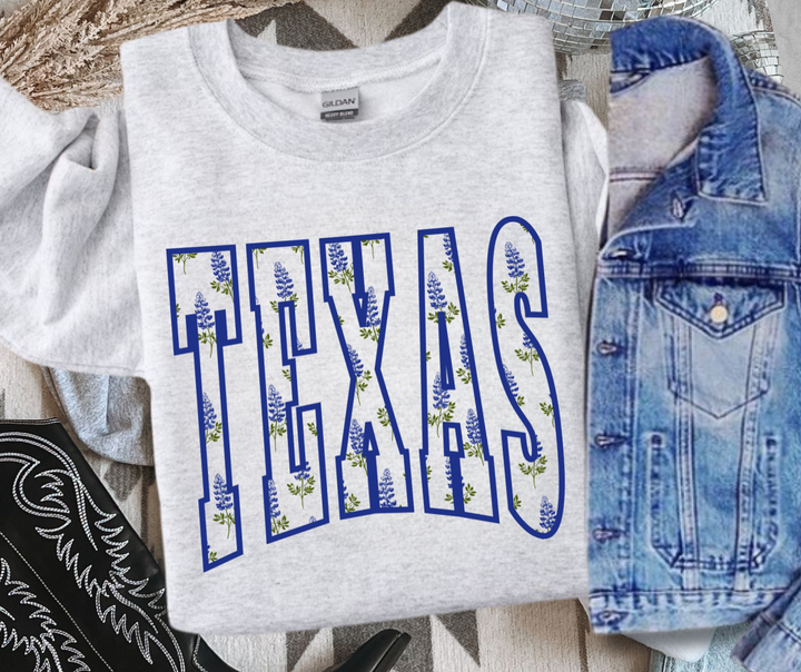 DTF TRANSFER ONLY  - TEXAS Bluebonnet Flowers (white knocked out)