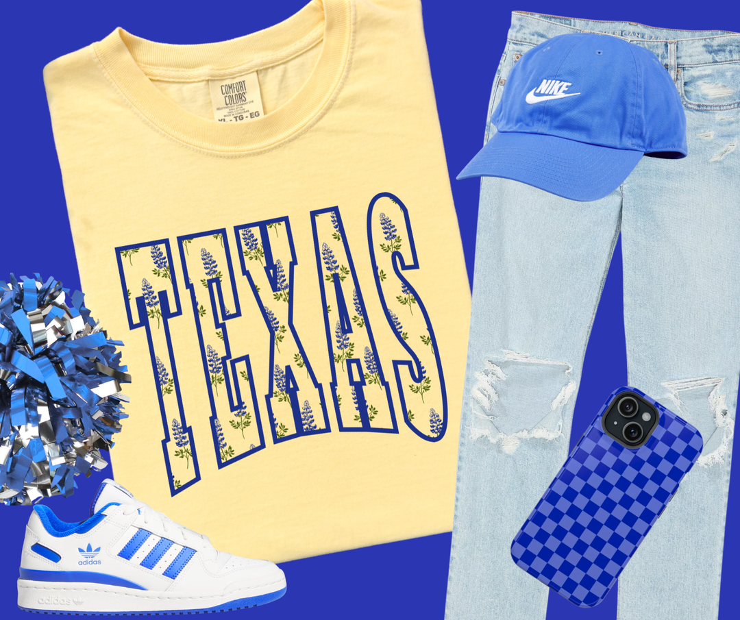 DTF TRANSFER ONLY  - TEXAS Bluebonnet Flowers (white knocked out)