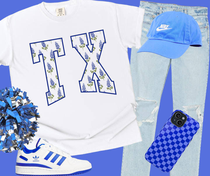 DTF TRANSFER ONLY  - TX Bluebonnet Flowers (white knocked out)