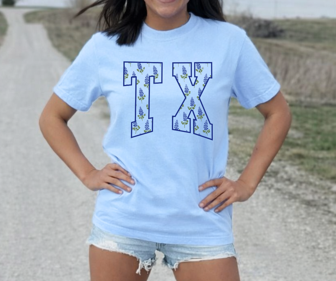 DTF TRANSFER ONLY  - TX Bluebonnet Flowers (white knocked out)