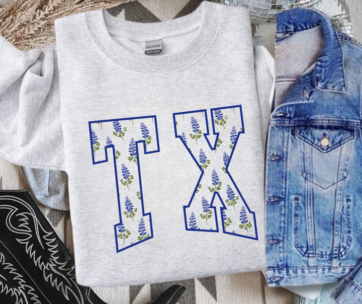 DTF TRANSFER ONLY  - TX Bluebonnet Flowers (white knocked out)