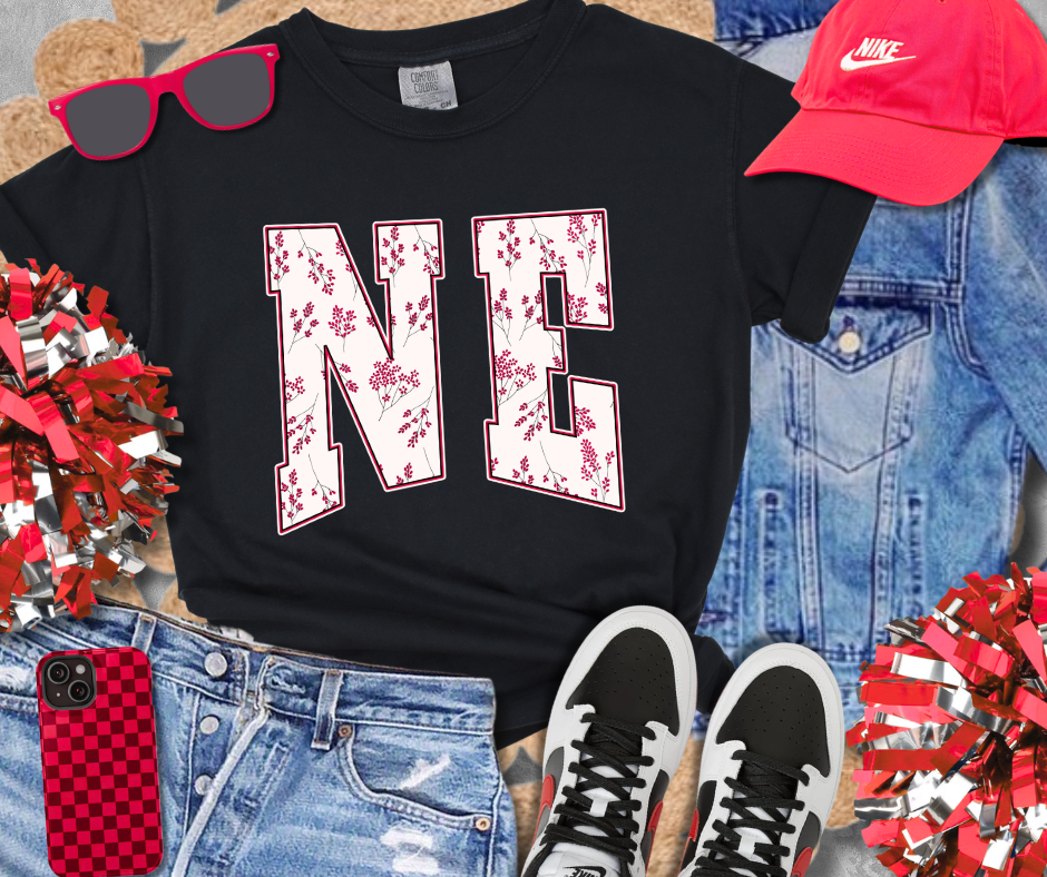 DTF TRANSFER ONLY  - NE Red Flowers