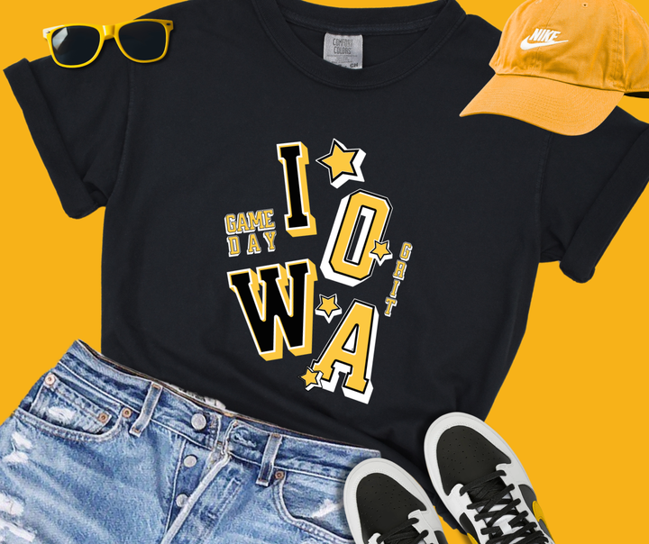 DTF TRANSFER ONLY  - Iowa Wobble Stack - Gold