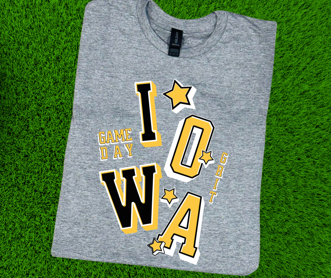 DTF TRANSFER ONLY  - Iowa Wobble Stack - Gold