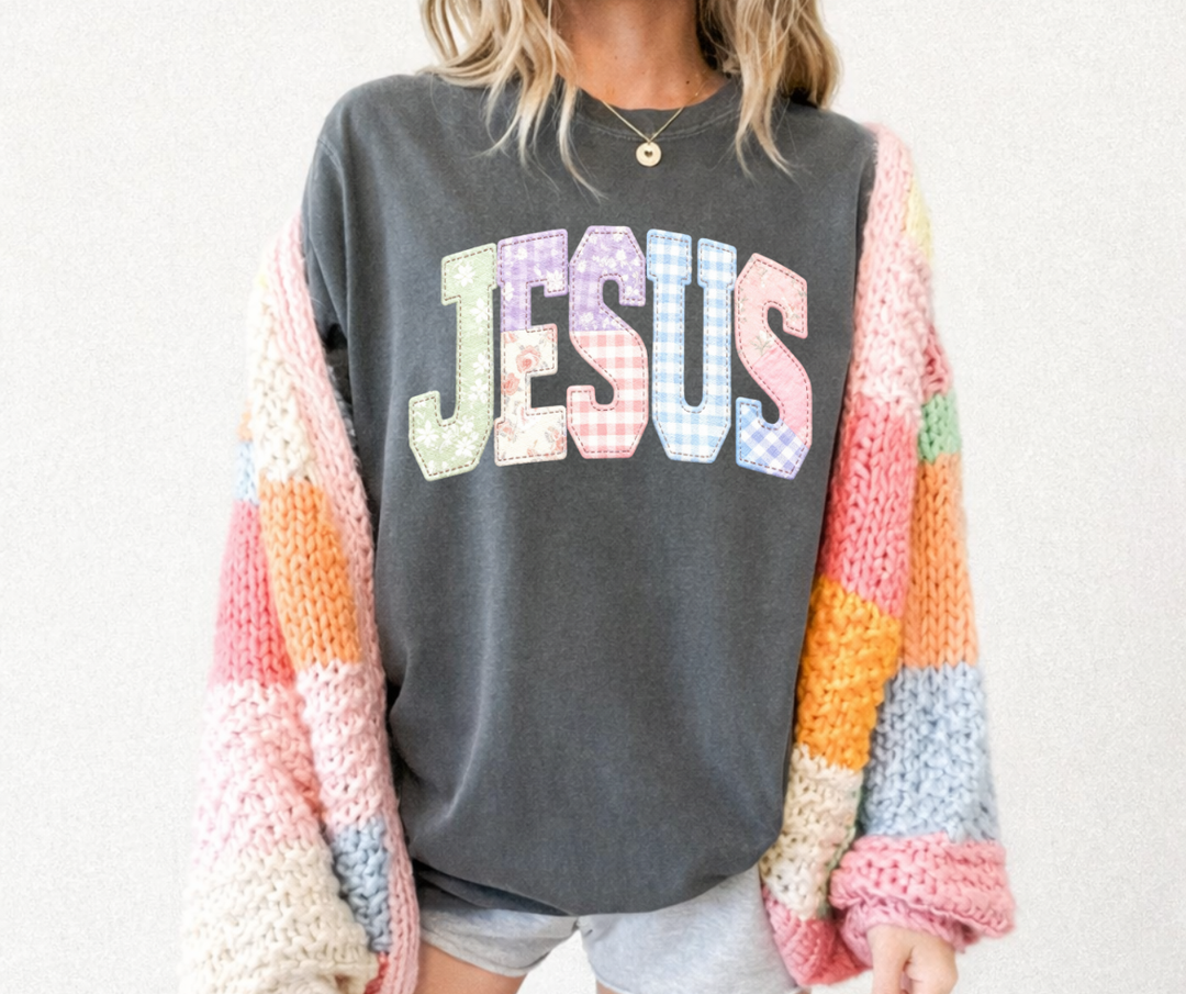 DTF TRANSFER ONLY  - Pastel Patchwork Jesus