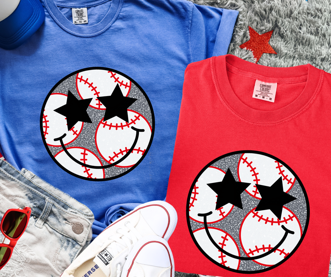 DTF TRANSFER ONLY  - Baseball Smile Face