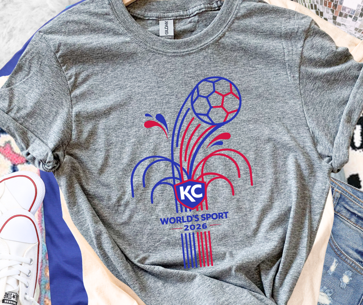 DTF TRANSFER ONLY  - Soccer Fountain World's Sport KC 2026 - Blue/Red Ink