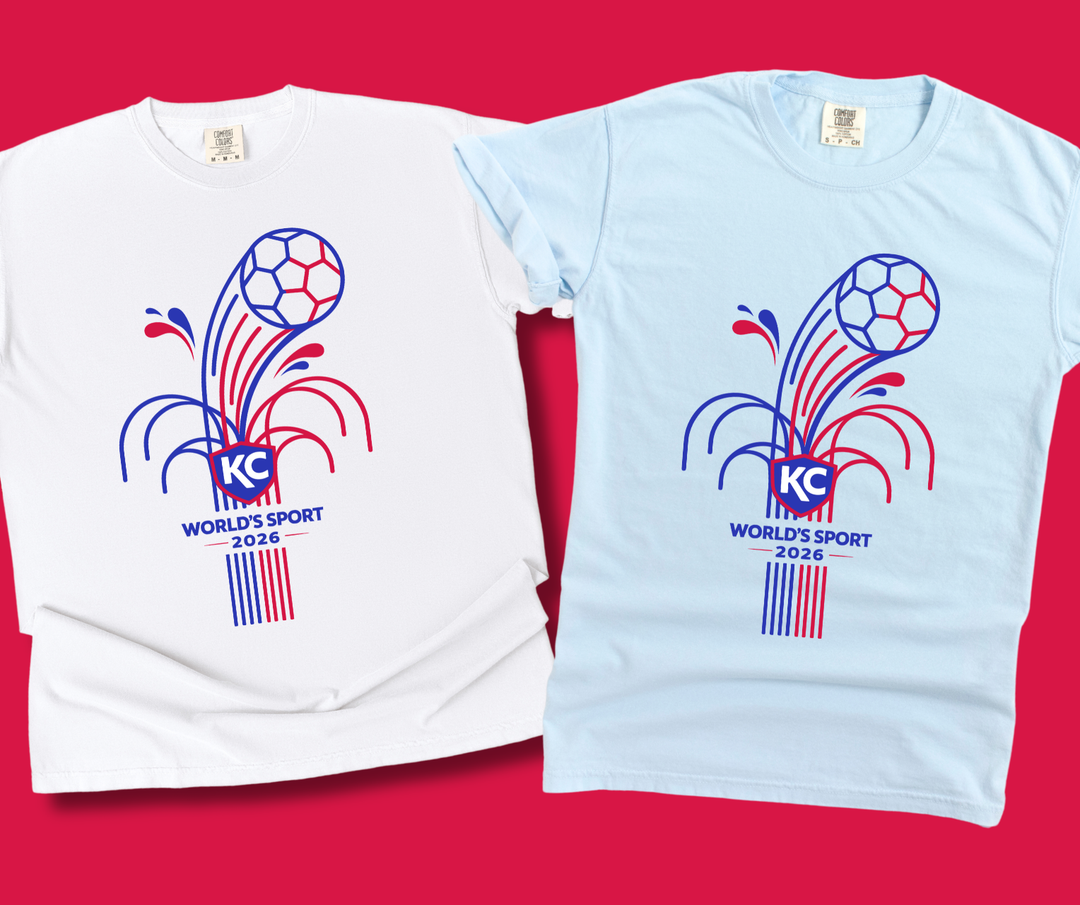 DTF TRANSFER ONLY  - Soccer Fountain World's Sport KC 2026 - Blue/Red Ink