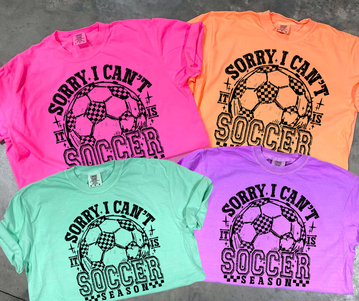 DTF TRANSFER ONLY  - Black Distressed Sorry I Can't It Is Soccer Season
