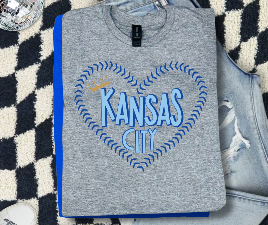 DTF TRANSFER ONLY  - Kansas City Baseball Laces Heart