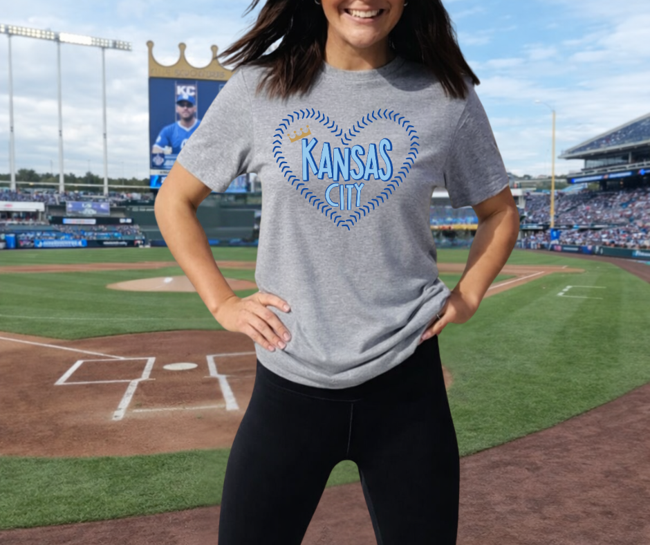 DTF TRANSFER ONLY  - Kansas City Baseball Laces Heart