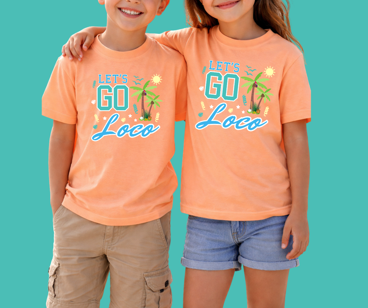 DTF TRANSFER ONLY  - Let's Go Loco - Blue & Teal Text