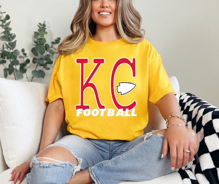DTF TRANSFER ONLY - Simple KC Football - Red & White