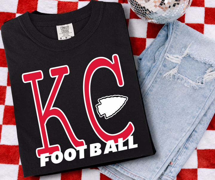DTF TRANSFER ONLY - Simple KC Football - Red & White