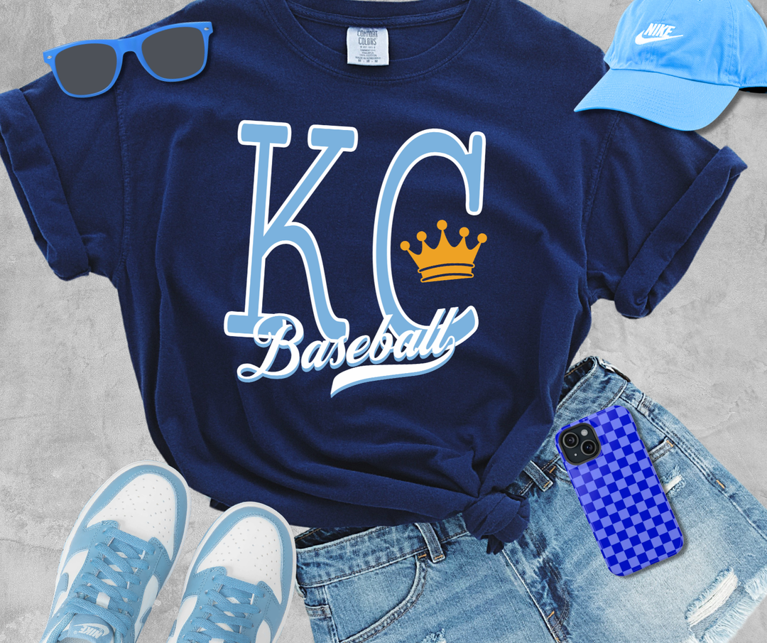 DTF TRANSFER ONLY - Simple KC Baseball- Light Blue