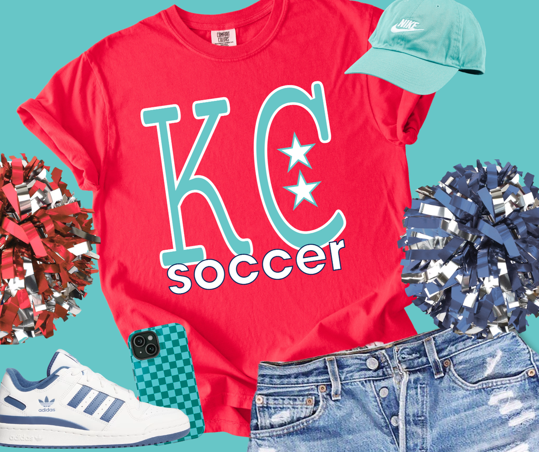 DTF TRANSFER ONLY - Simple KC Women's Soccer- Teal & White