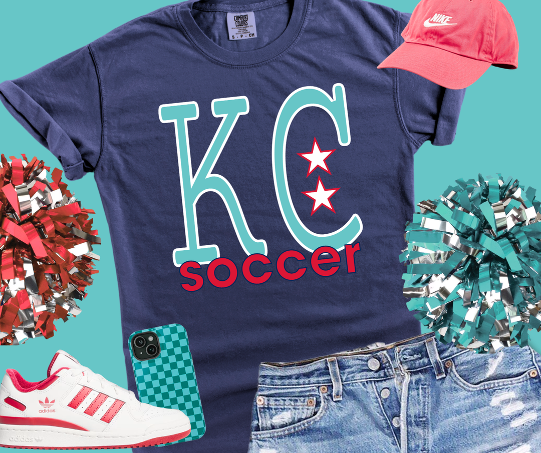 DTF TRANSFER ONLY - Simple KC Women's Soccer- Teal & Red