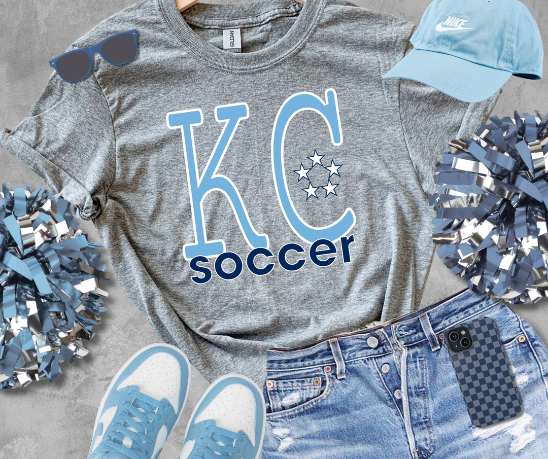 DTF TRANSFER ONLY - Simple KC Men's Soccer- Light Blue & Navy