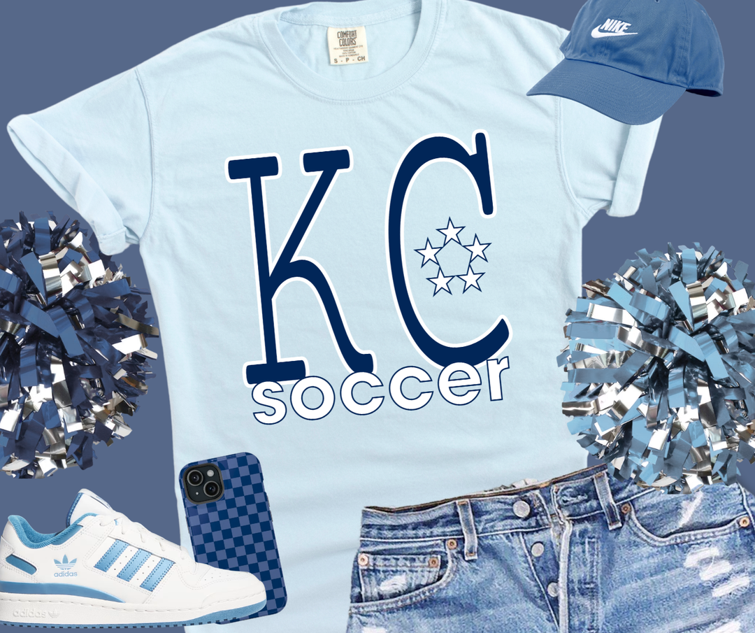 DTF TRANSFER ONLY - Simple KC Men's Soccer- Navy & White