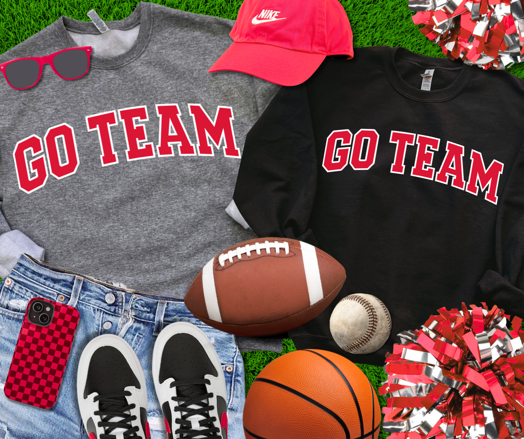 DTF TRANSFER ONLY  - Red Go Team Varsity Letters