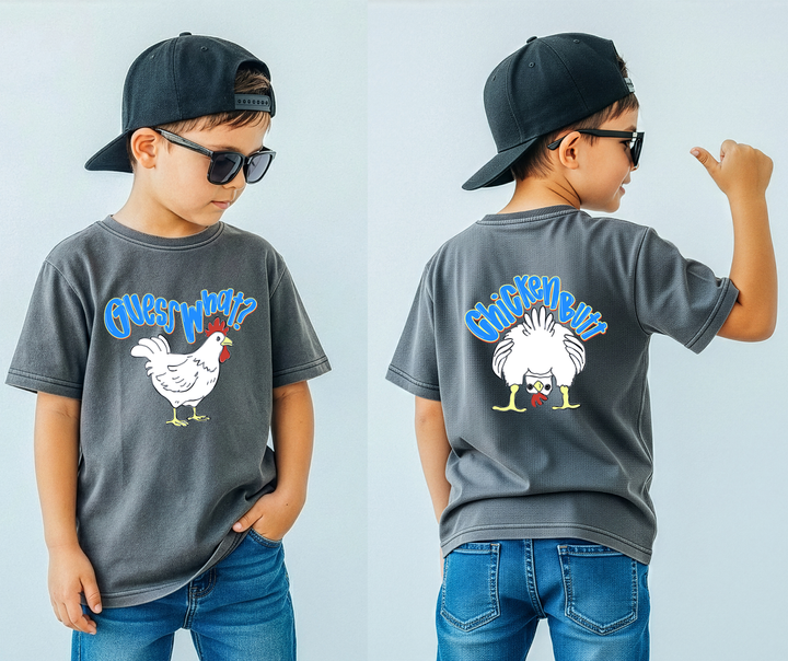 DTF TRANSFER ONLY - Guess What? Chicken Butt (Front/Back) BLUE