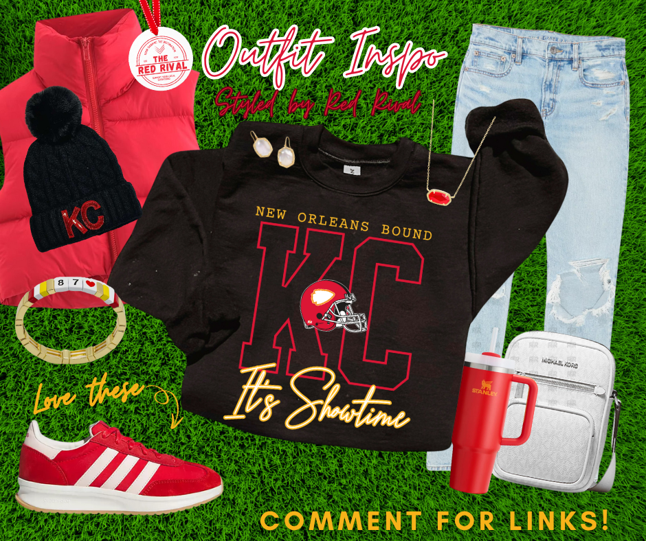 DTF TRANSFER ONLY  - Outline New Orleans Bound KC It's Showtime Red Outline