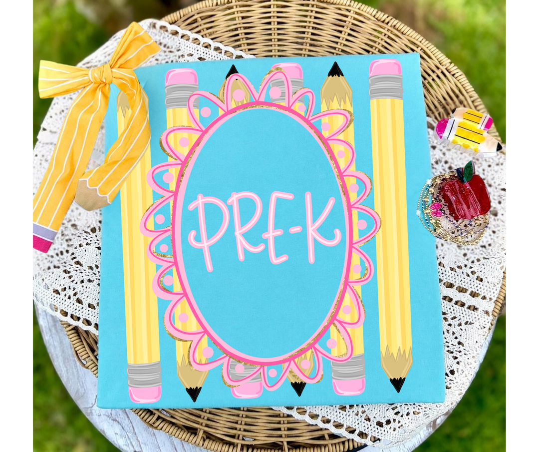 DTF TRANSFER ONLY - Pencil Frame Grade Level (Select Your Grade Level)