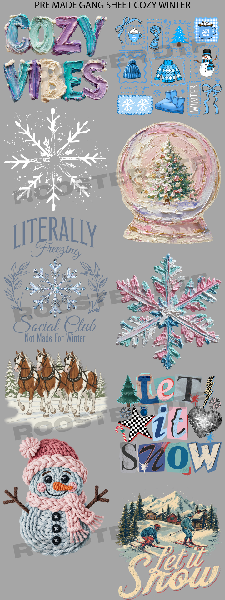 DTF TRANSFER ONLY  - COZY WINTER PRE-MADE GANG SHEET (22x60in)