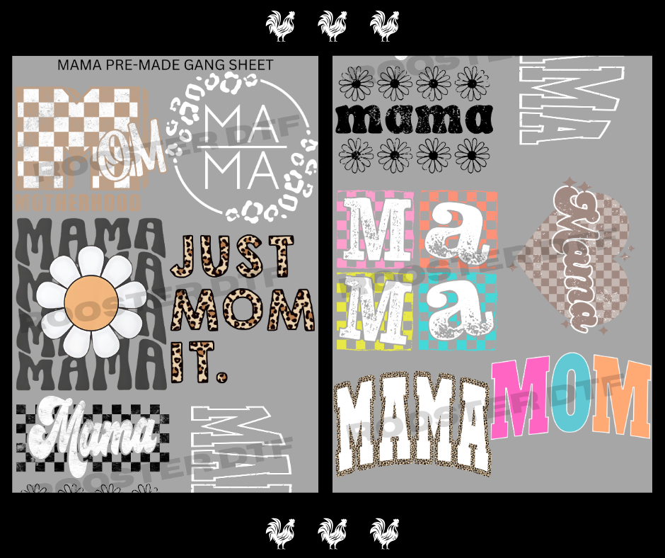 DTF TRANSFER ONLY  - MAMA PRE-MADE GANG SHEET (22x60in)
