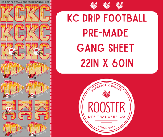 DTF TRANSFER ONLY  - KC DRIP FOOTBALL PRE-MADE GANG SHEET (22x60in)