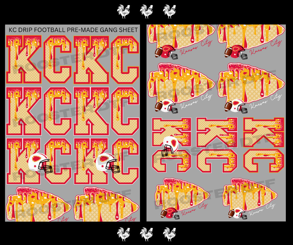 DTF TRANSFER ONLY  - KC DRIP FOOTBALL PRE-MADE GANG SHEET (22x60in)