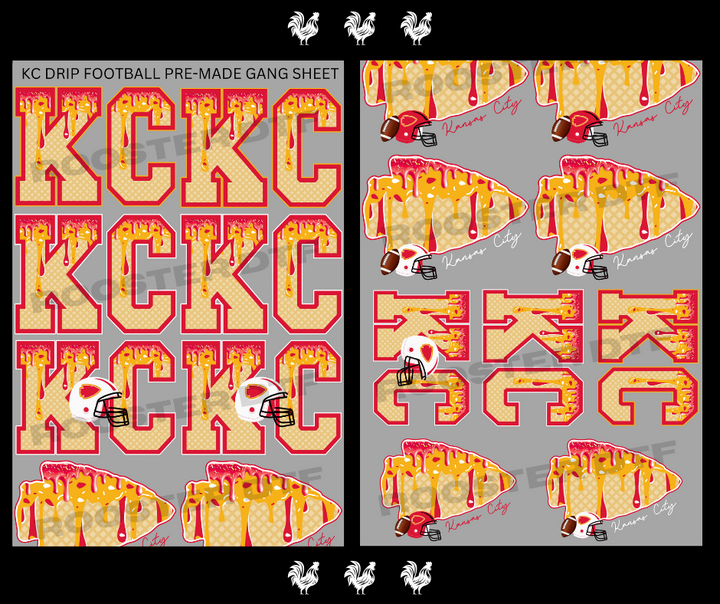 DTF TRANSFER ONLY  - KC DRIP FOOTBALL PRE-MADE GANG SHEET (22x60in)