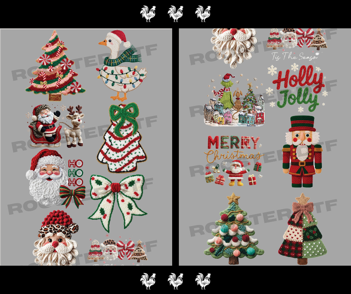 DTF TRANSFER ONLY  - CHRISTMAS YARN PRE-MADE GANG SHEET (22x80in)