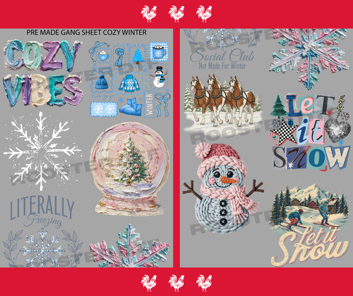 DTF TRANSFER ONLY  - COZY WINTER PRE-MADE GANG SHEET (22x60in)