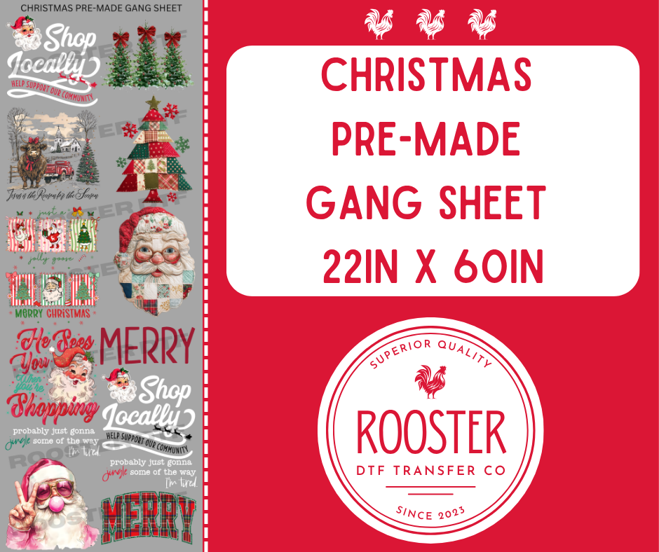 DTF TRANSFER ONLY  - CHRISTMAS PRE-MADE GANG SHEET (22x60in)