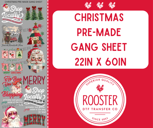 DTF TRANSFER ONLY  - CHRISTMAS PRE-MADE GANG SHEET (22x60in)