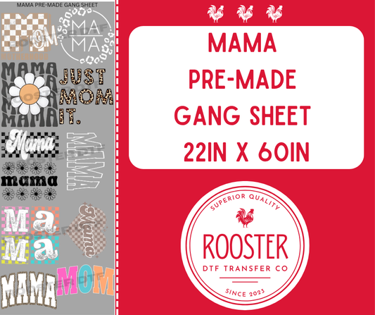 DTF TRANSFER ONLY  - MAMA PRE-MADE GANG SHEET (22x60in)