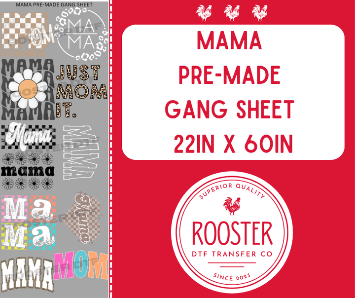 DTF TRANSFER ONLY  - MAMA PRE-MADE GANG SHEET (22x60in)