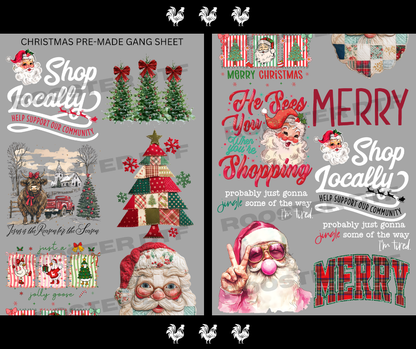 DTF TRANSFER ONLY  - CHRISTMAS PRE-MADE GANG SHEET (22x60in)