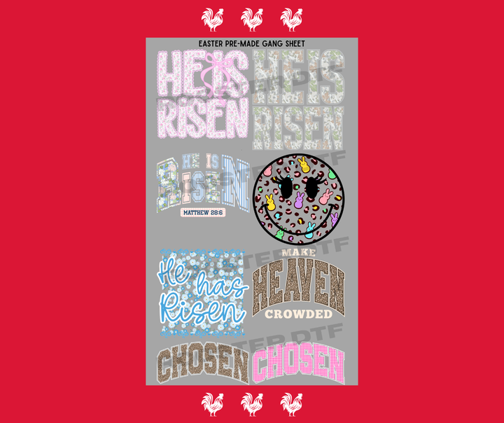 DTF TRANSFER ONLY  - EASTER PRE-MADE GANG SHEET (22x40in)