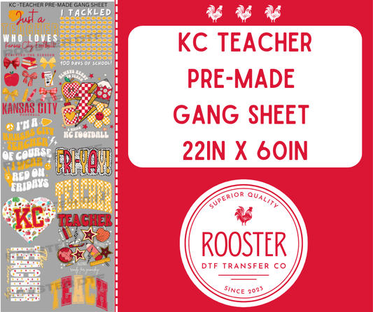 DTF TRANSFER ONLY  - KC TEACHER PRE-MADE GANG SHEET (22x60in)