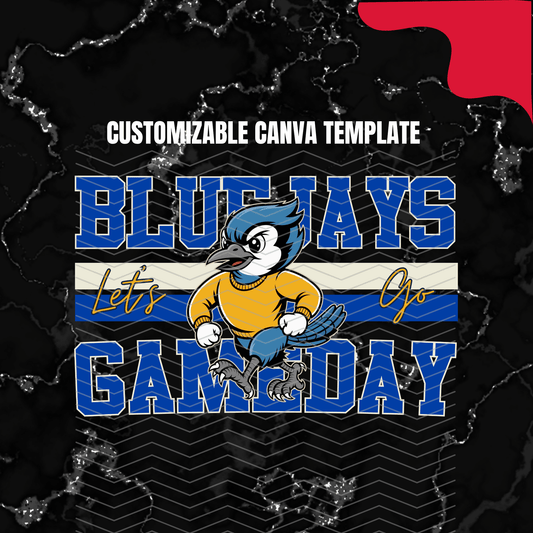 DIGITAL DOWNLOAD ONLY - Customizable - Retro Blue Jay Mascot Canva Template