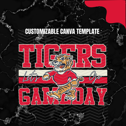 DIGITAL DOWNLOAD ONLY - Customizable - Retro TIGERS Mascot Canva Template